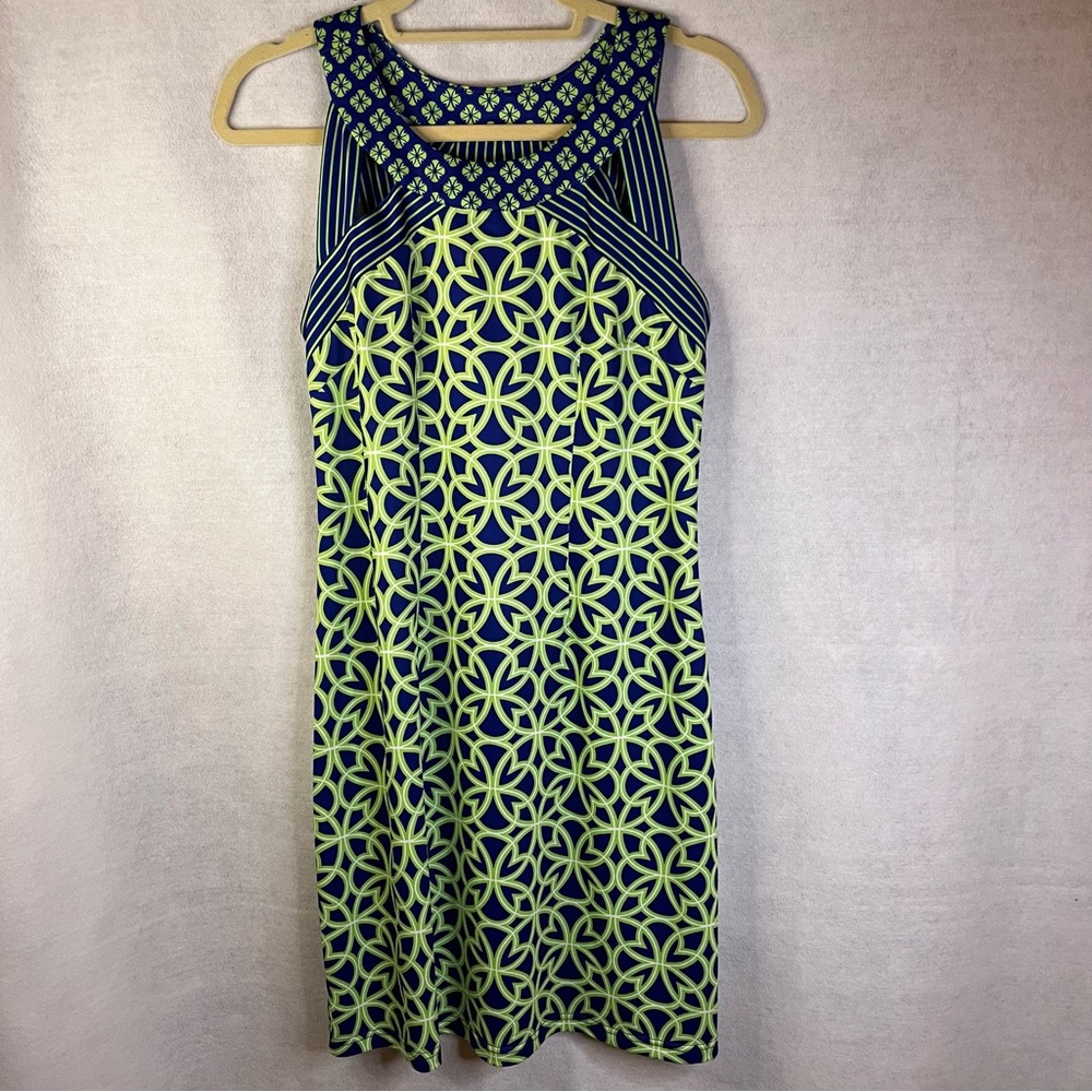 Gretchen Scott Isosceles Biltmore Dress Blue Green Geometrical Sz XS NWOT - Picture 2 of 5